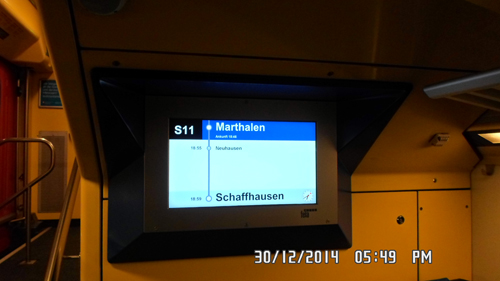 The information displays in each coach give clear detail of the train's schedule.